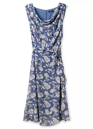 Sheego Blue Floral Print Wrap Dress | Grattan