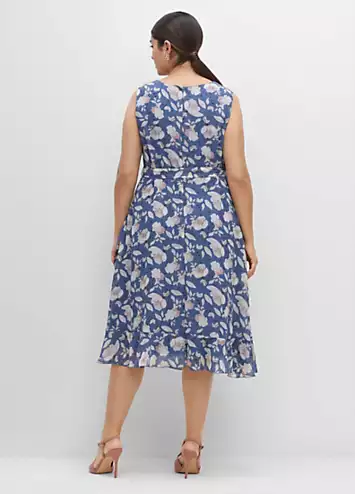 Sheego Blue Floral Print Wrap Dress | Grattan