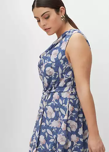 Sheego Blue Floral Print Wrap Dress | Grattan