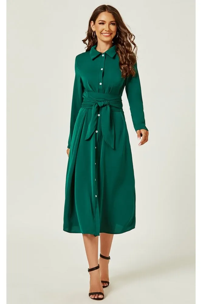 Shirt Midi Wrap Dress In Green