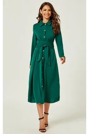 Shirt Midi Wrap Dress In Green