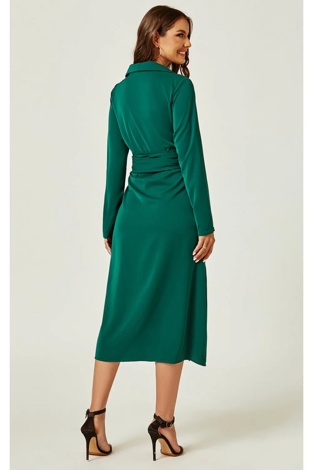 Shirt Midi Wrap Dress In Green