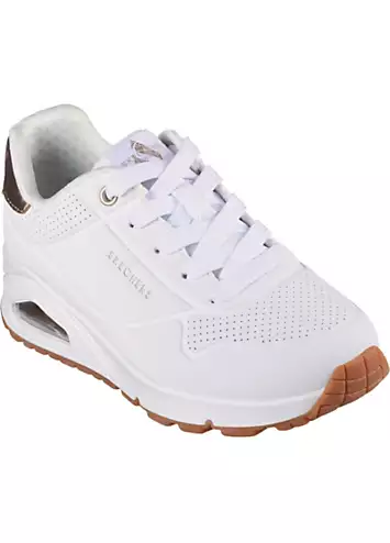 Skechers Girls White Uno Gen1 Shimmer Away Trainers | Grattan