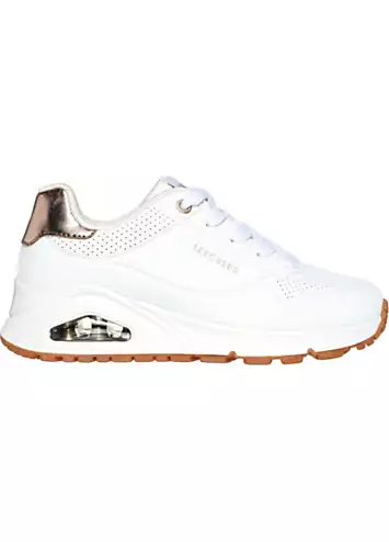 Skechers Girls White Uno Gen1 Shimmer Away Trainers | Grattan