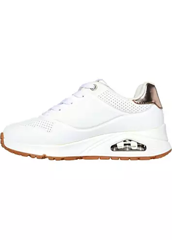 Skechers Girls White Uno Gen1 Shimmer Away Trainers | Grattan