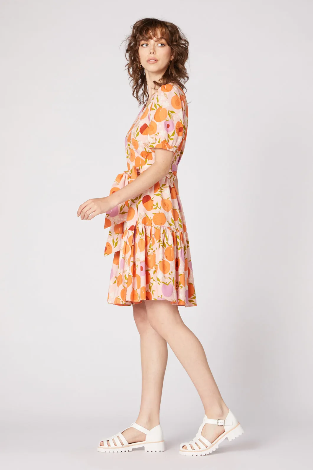 Summer Peach Wrap Dress