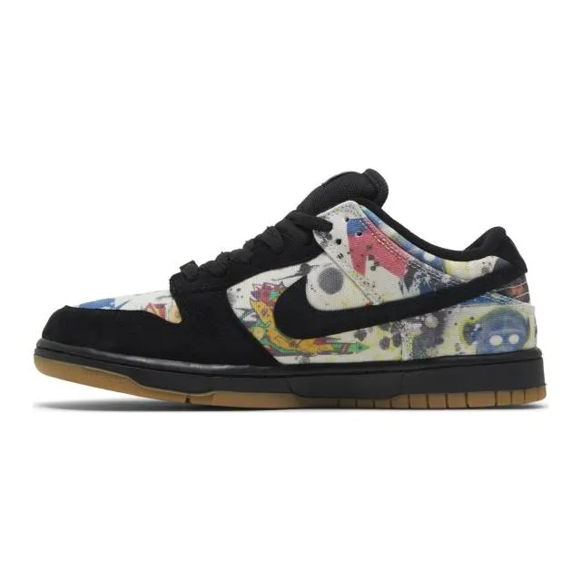 Supreme x nike dunk low sb (rammellzee/ black/ black/ multi-color) men us 8-13 fd8778-001