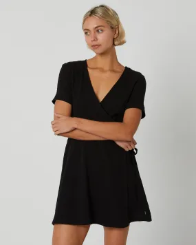 Swell Winnioa Wrap Mini Dress Black - Black | SurfStitch