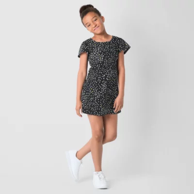 Thereabouts Faux Little & Big Girls Short Sleeve Wrap Dress