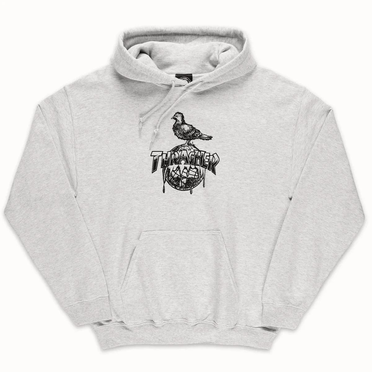 Thrasher x anti hero hoodie cover the heart ash grey