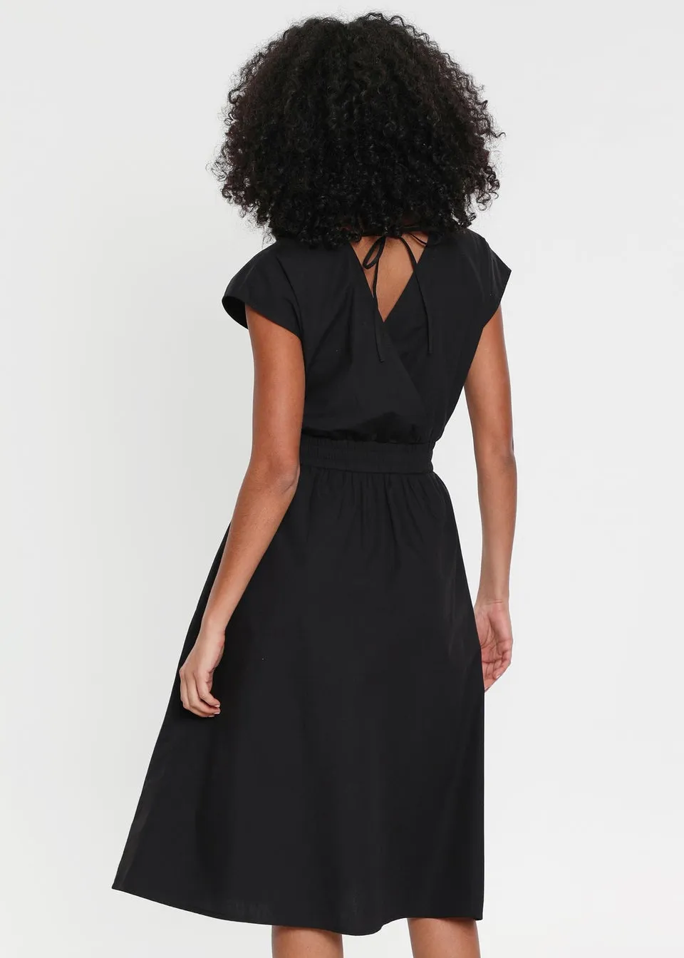 Threadbare Black Cotton Poplin Ibiza Maxi Wrap Dress