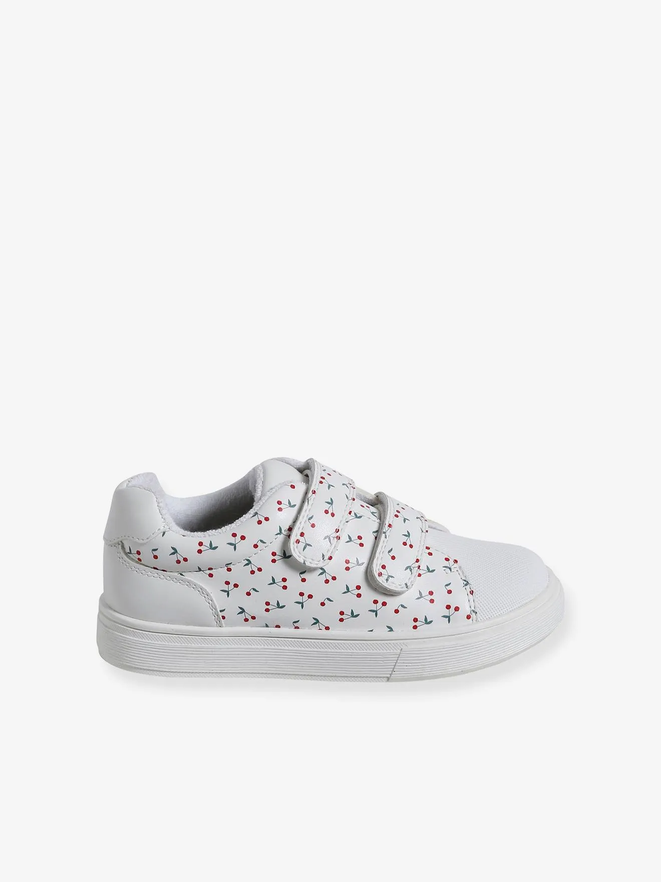 Trainers with Hook-and-Loop Straps for Girls - printed white