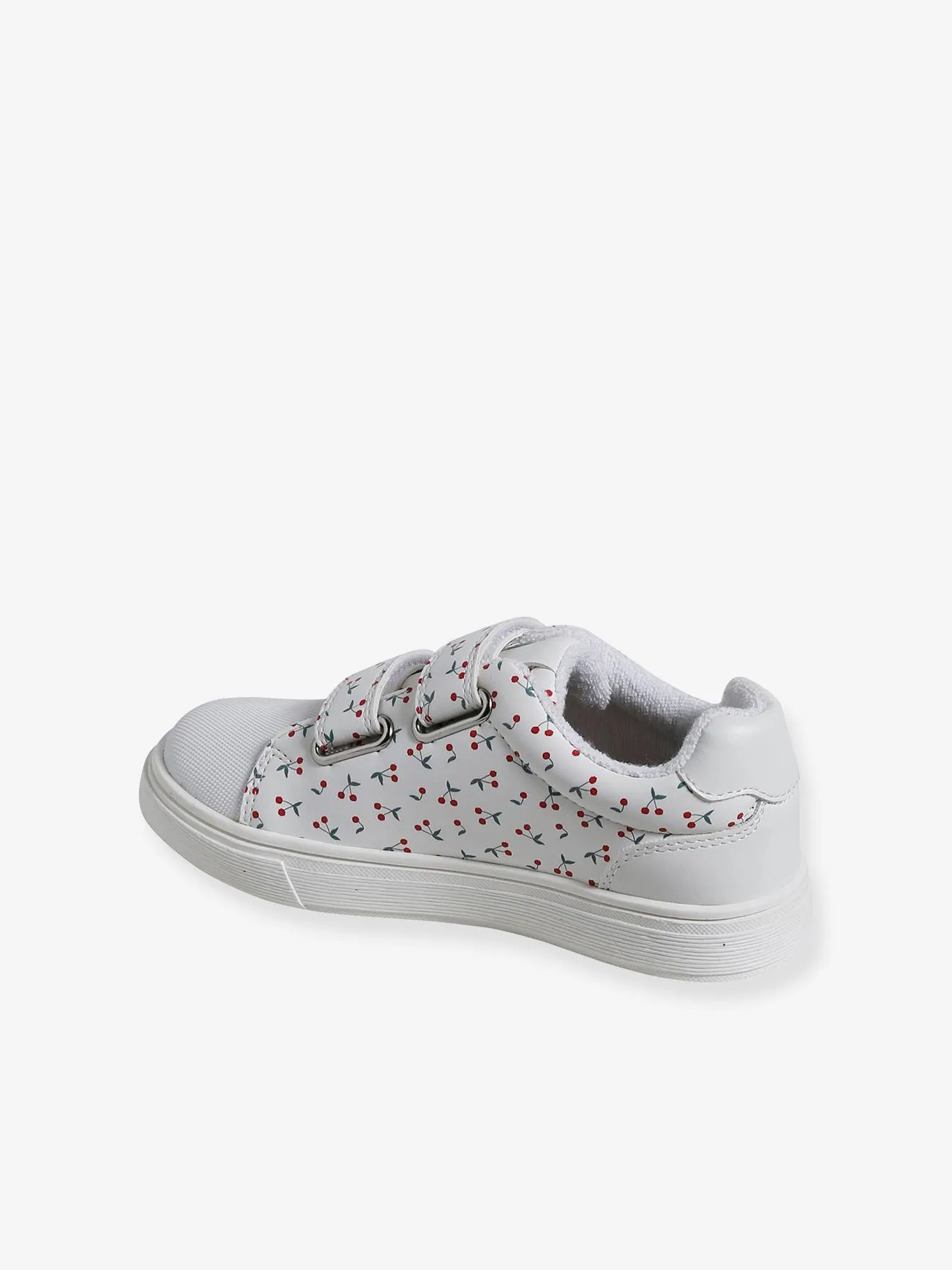 Trainers with Hook-and-Loop Straps for Girls - printed white