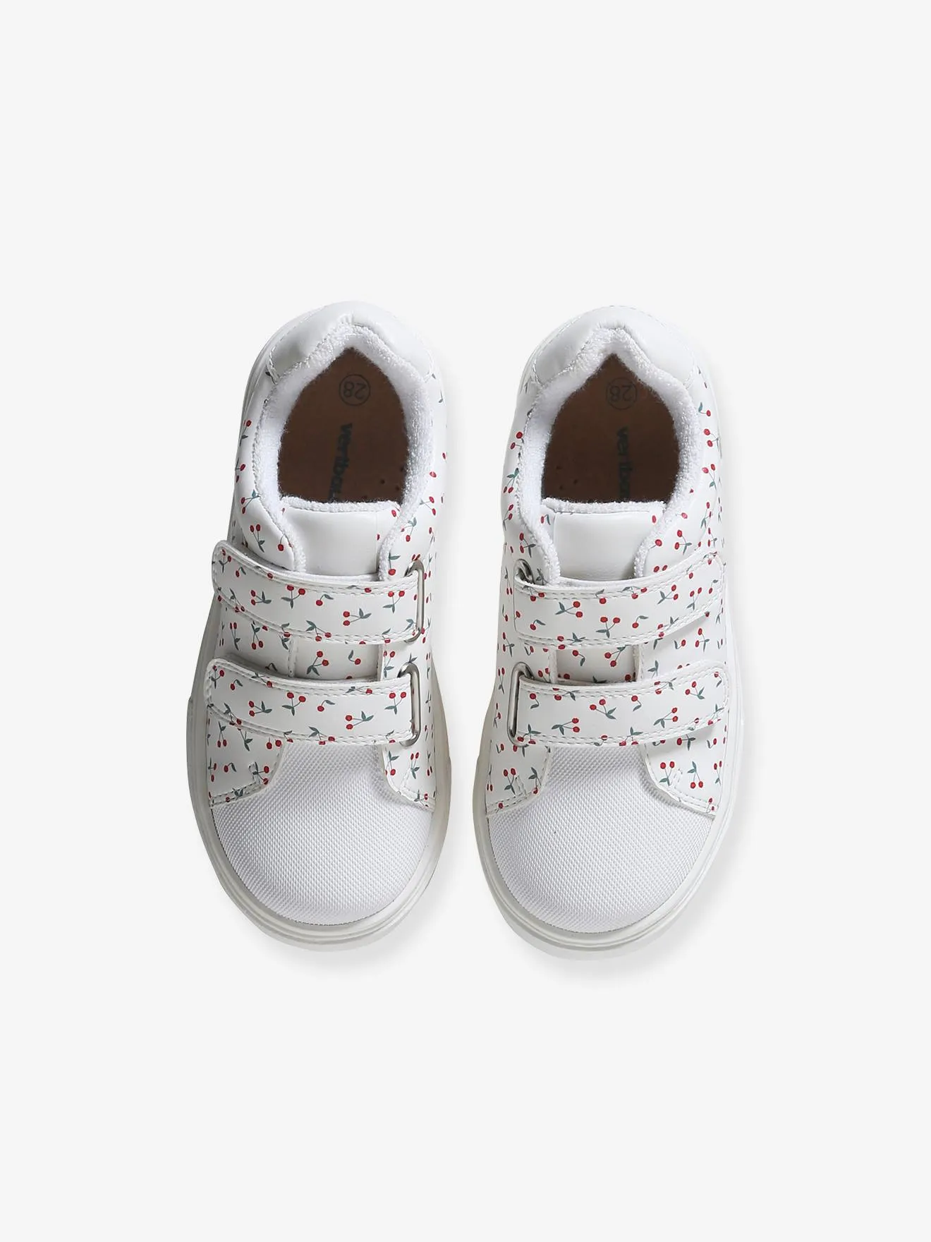 Trainers with Hook-and-Loop Straps for Girls - printed white