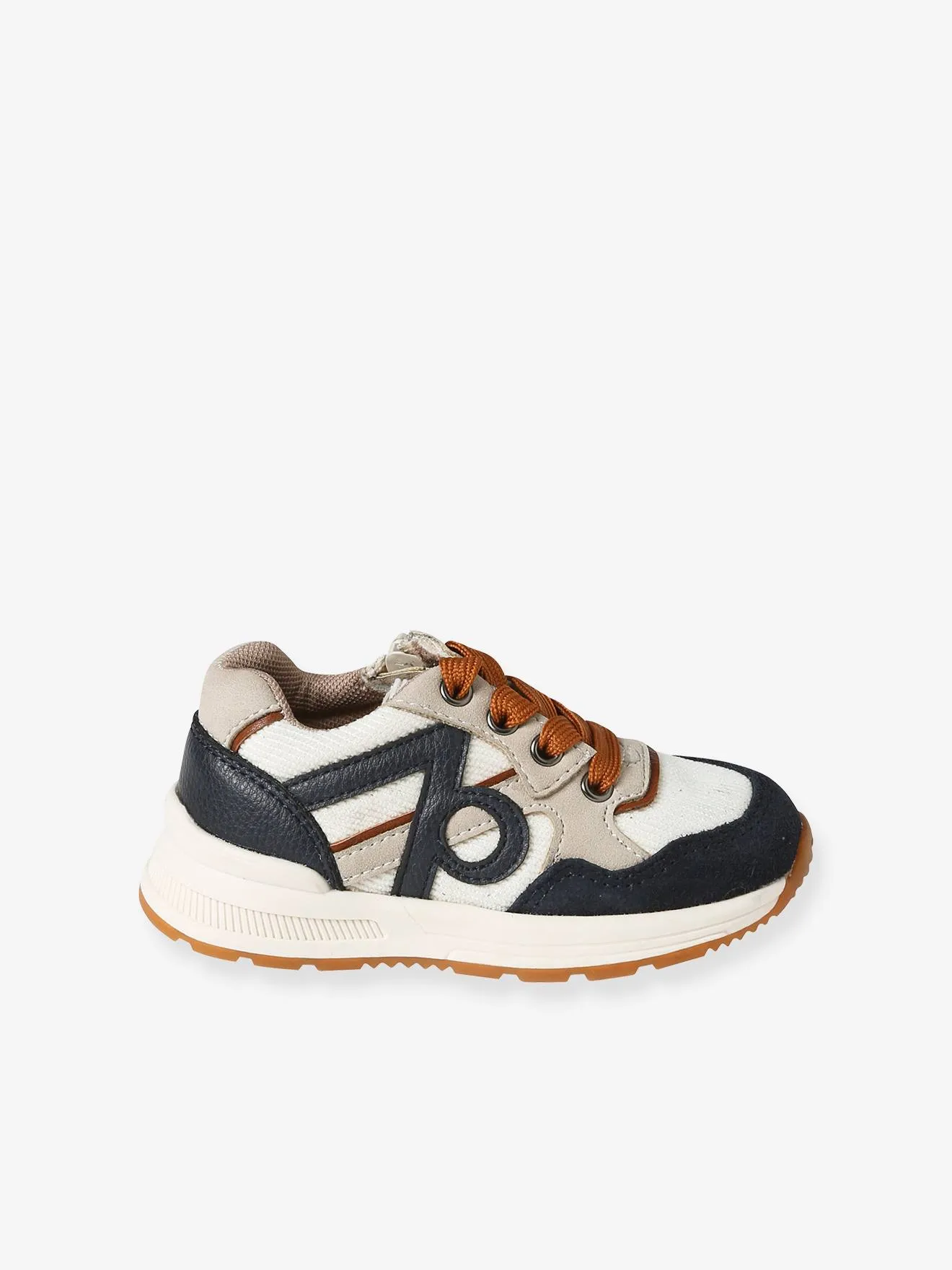 Trainers with Laces & Zip, for Babies - ecru