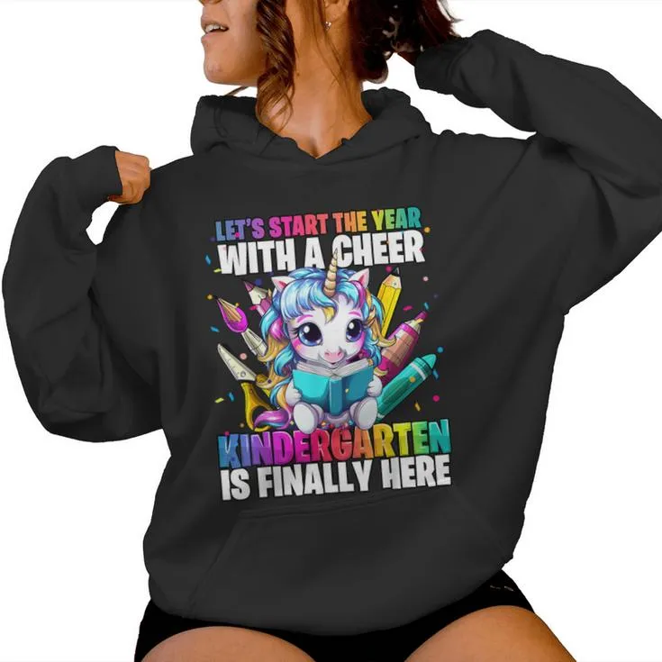 Unicorn Kindergarten Back To School First Day Of School Girl Women Hoodie