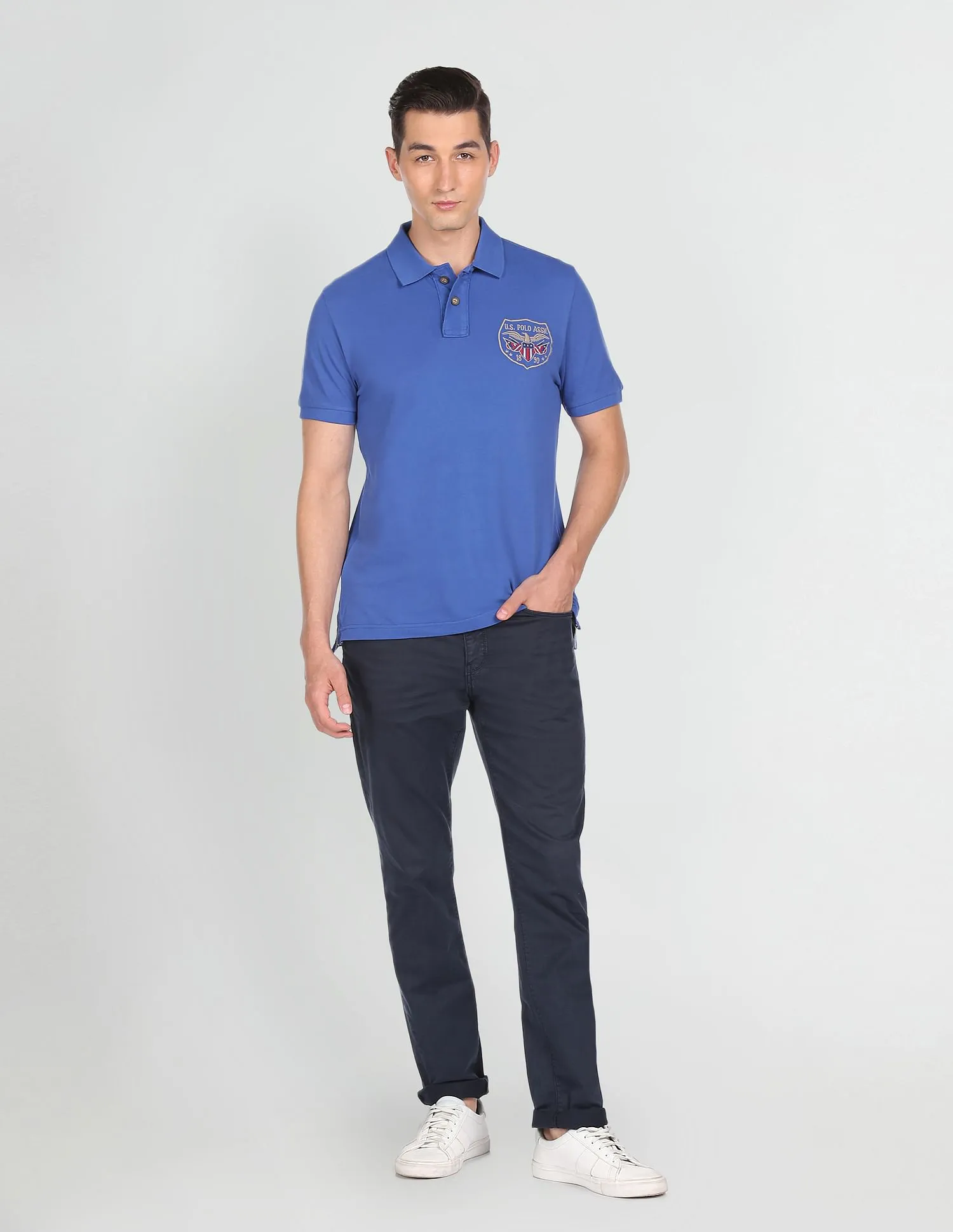 U.S. Polo Assn. Denim Co. Ribbed Collar Solid Polo Shirt