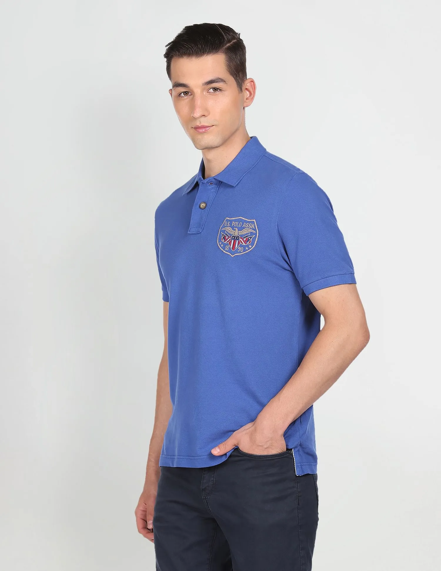 U.S. Polo Assn. Denim Co. Ribbed Collar Solid Polo Shirt