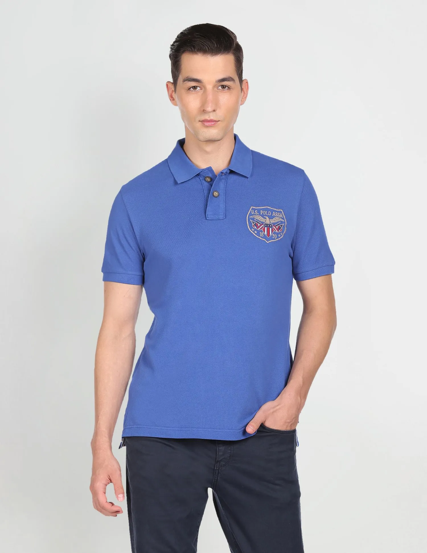 U.S. Polo Assn. Denim Co. Ribbed Collar Solid Polo Shirt