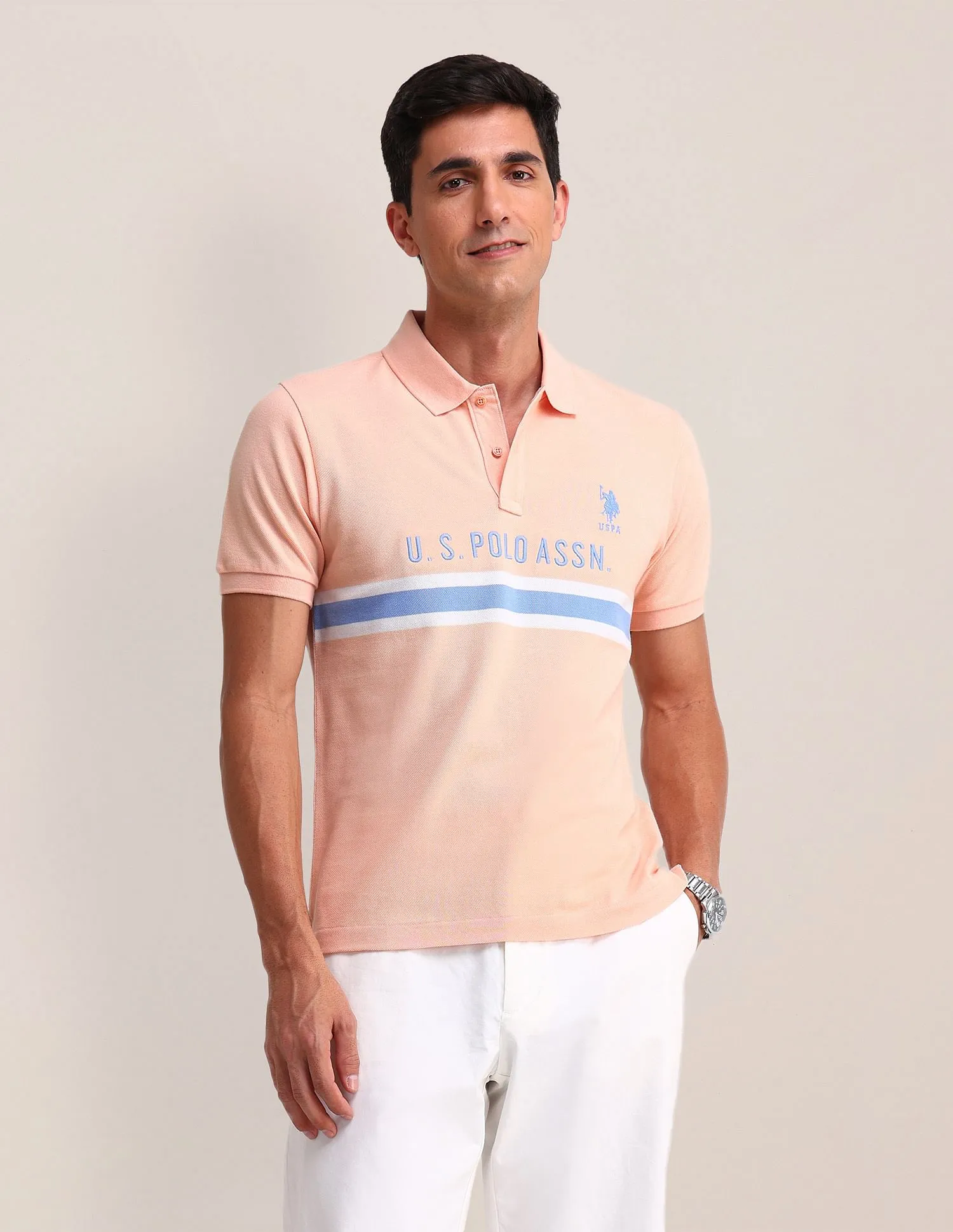 U.S. Polo Assn. Horizontal Striped Slim Fit Polo Shirt