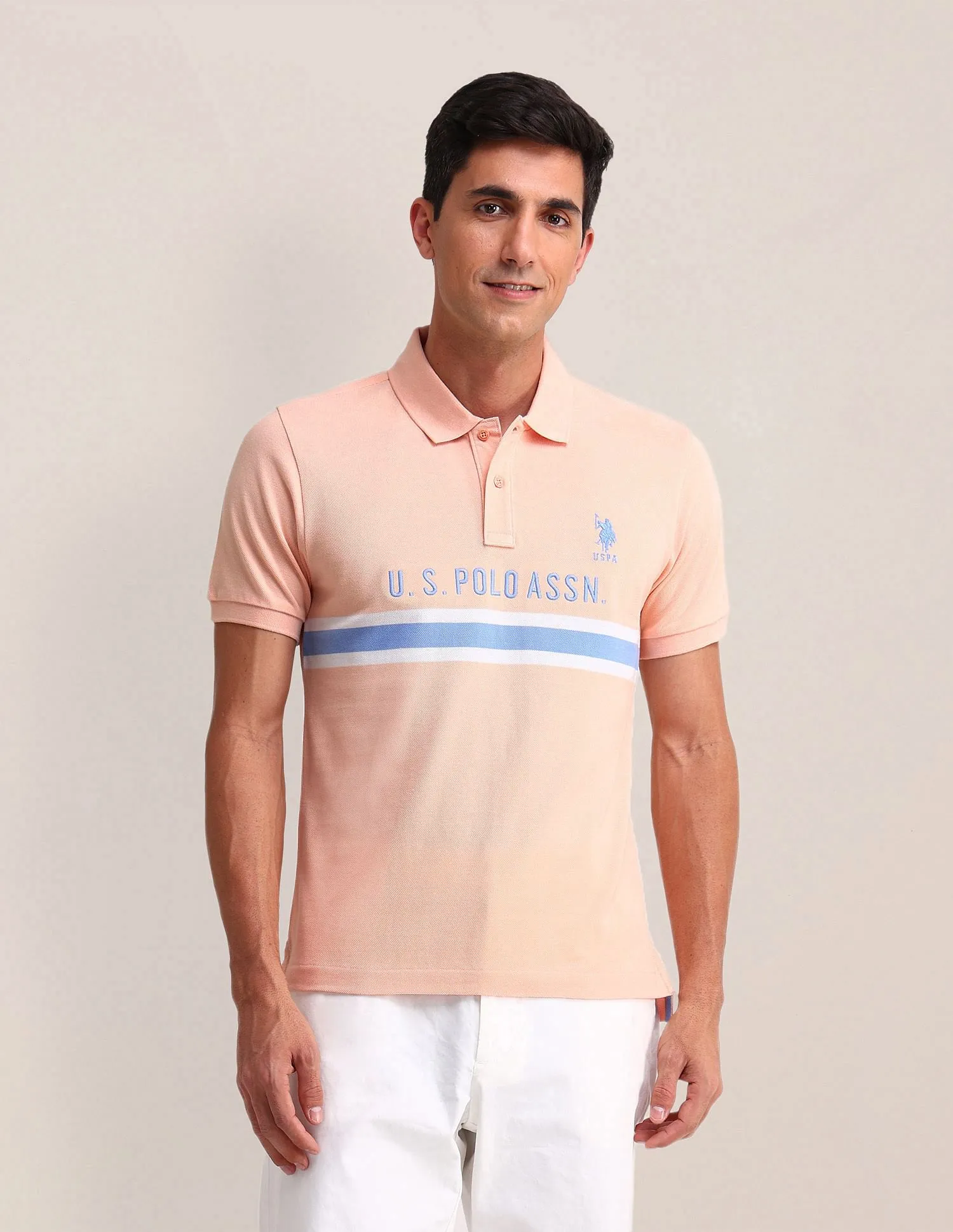 U.S. Polo Assn. Horizontal Striped Slim Fit Polo Shirt