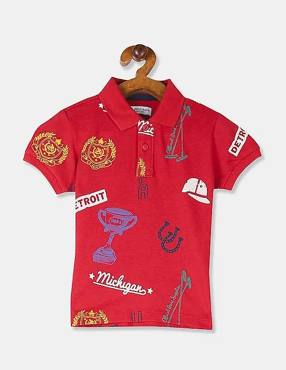 U.S. Polo Assn. Kids All Over Print Pique Polo Shirt