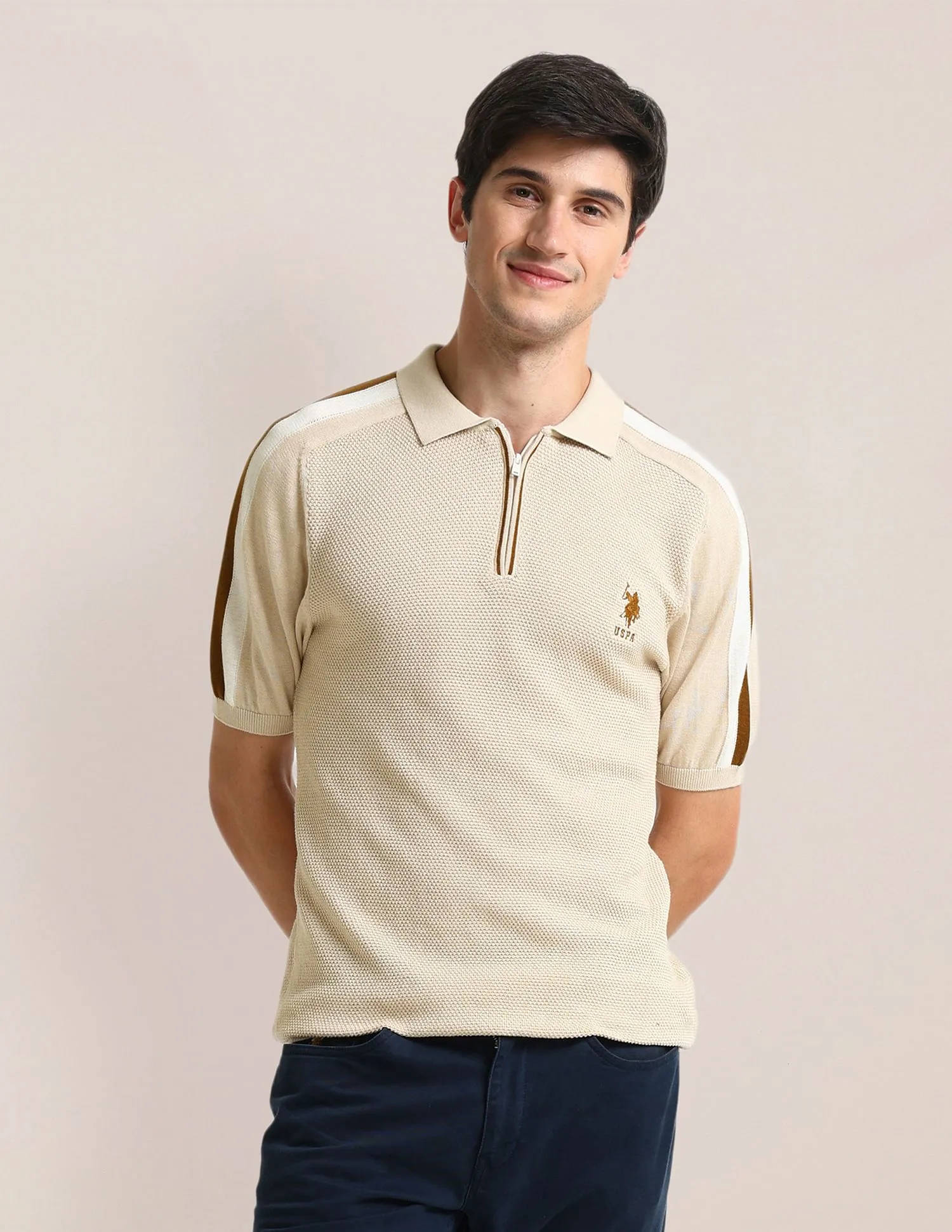 U.S. Polo Assn. Slim Fit Pattern Knit Polo Shirt