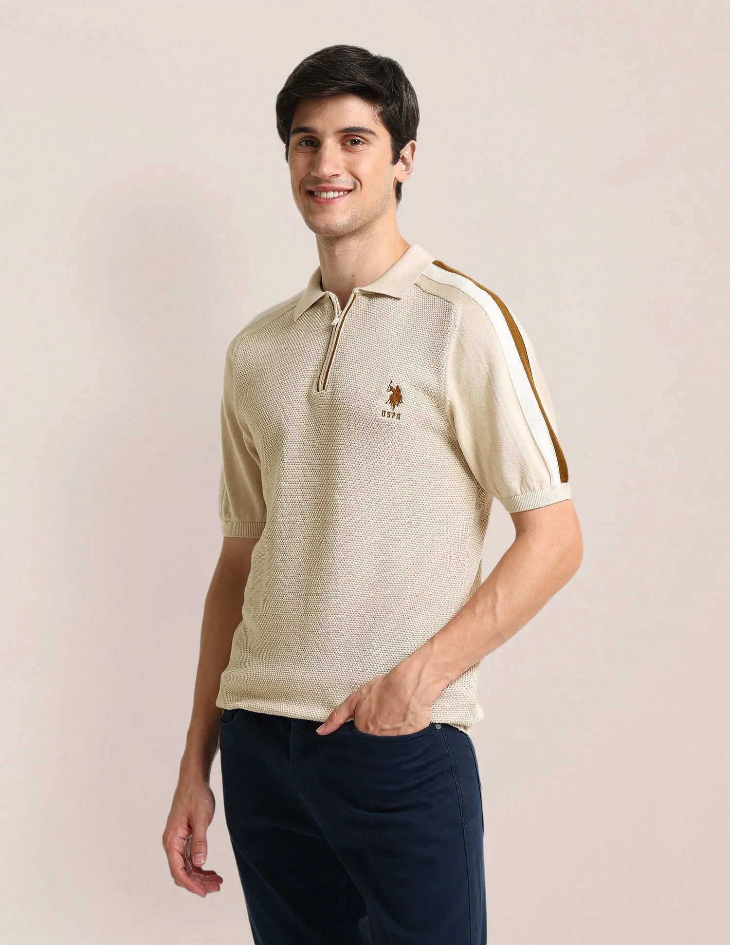 U.S. Polo Assn. Slim Fit Pattern Knit Polo Shirt