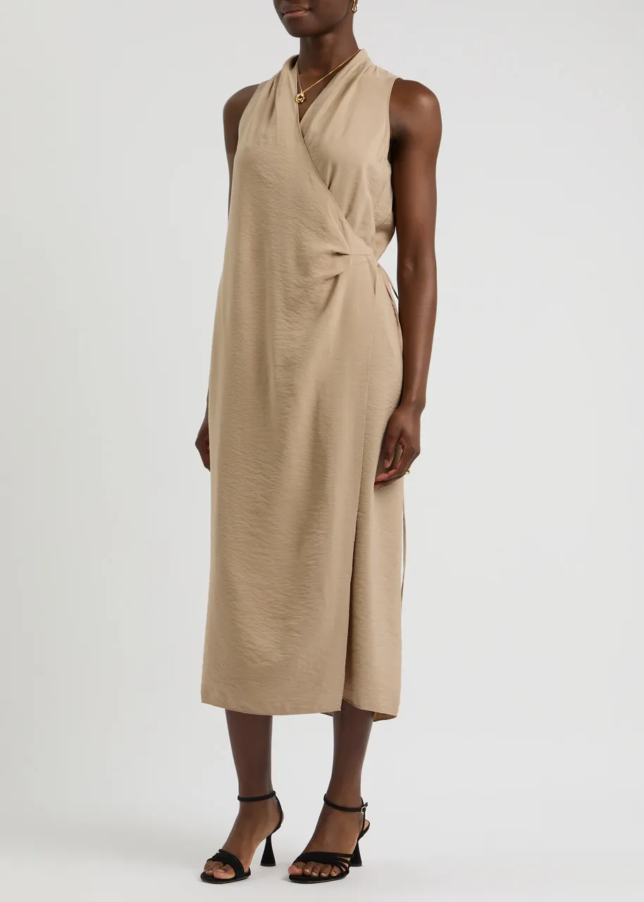 VINCE Woven midi wrap dress  -                         -                     -                