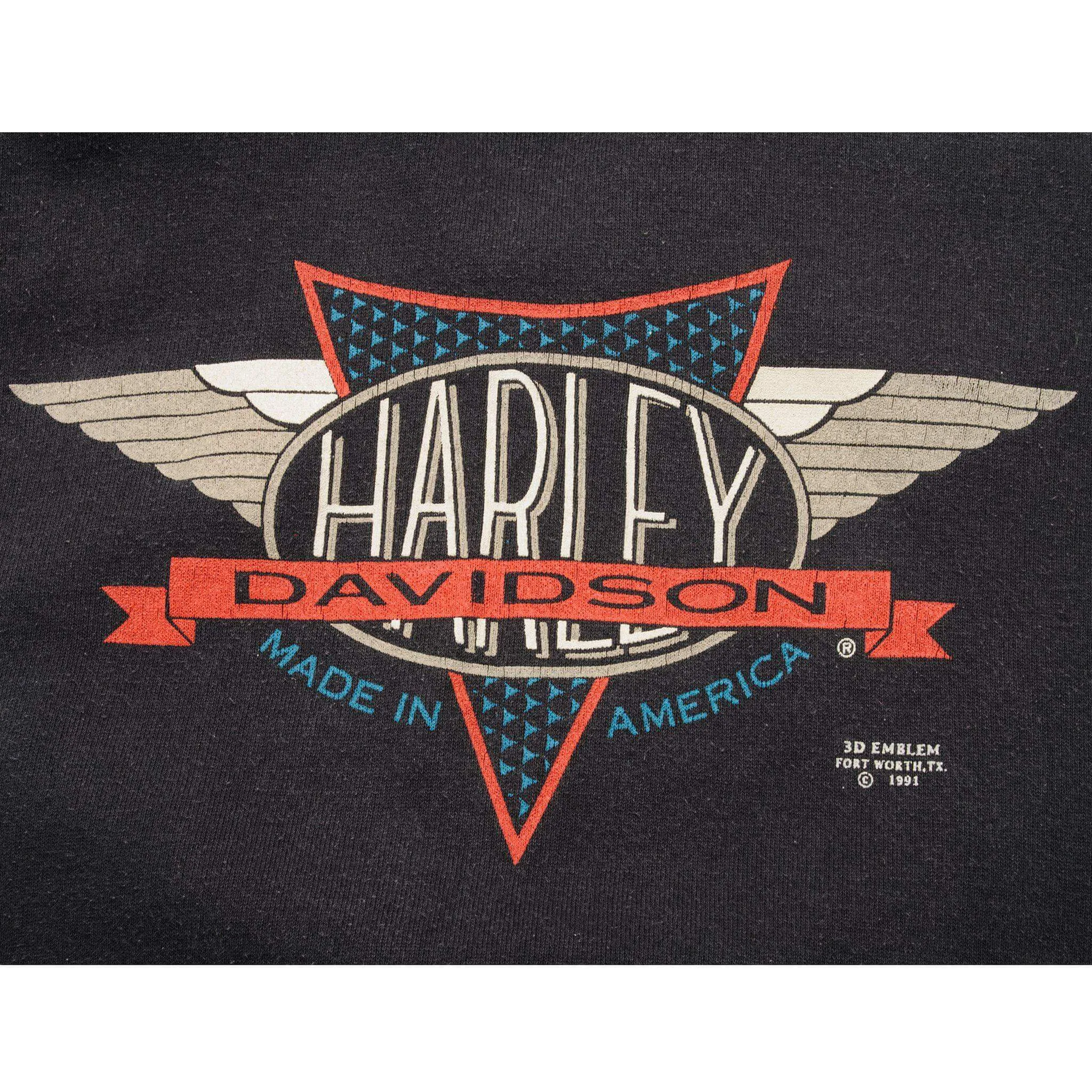 VINTAGE 3D EMBLEM HARLEY DAVIDSON HOODIE SWEATSHIRT 1991 SIZE XL MADE IN USA