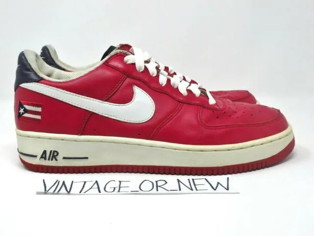 Vtg 2003 nike air force 1 low puerto rico 4 pr4 red 624040-641 sz 10.5