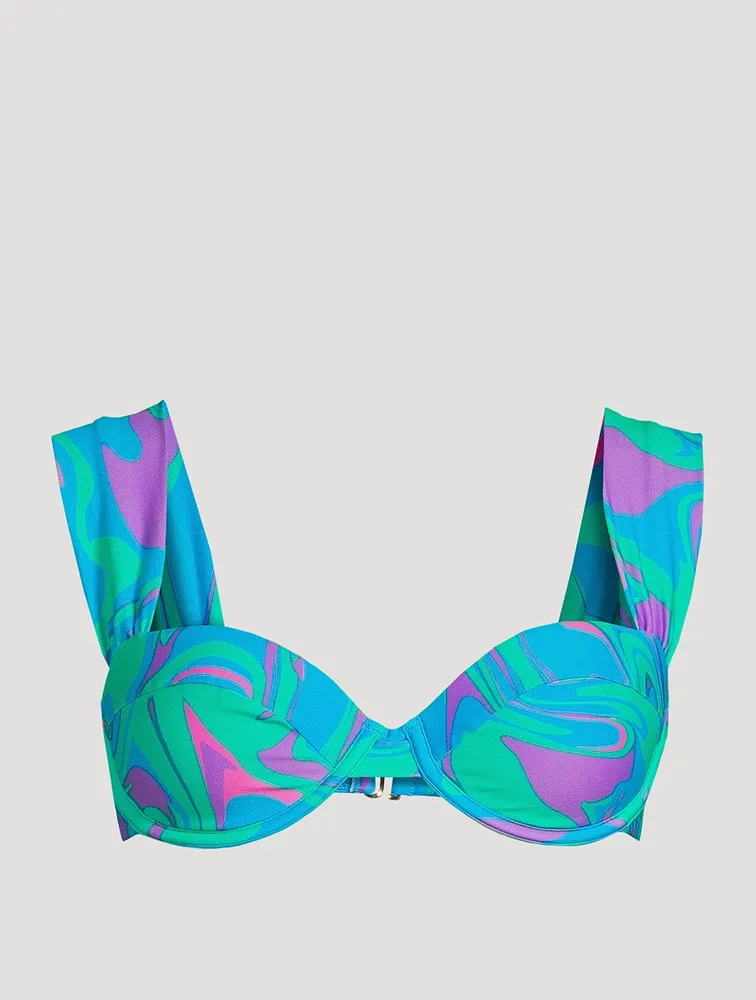 WEWOREWHAT Claudia Printed Bikini Top