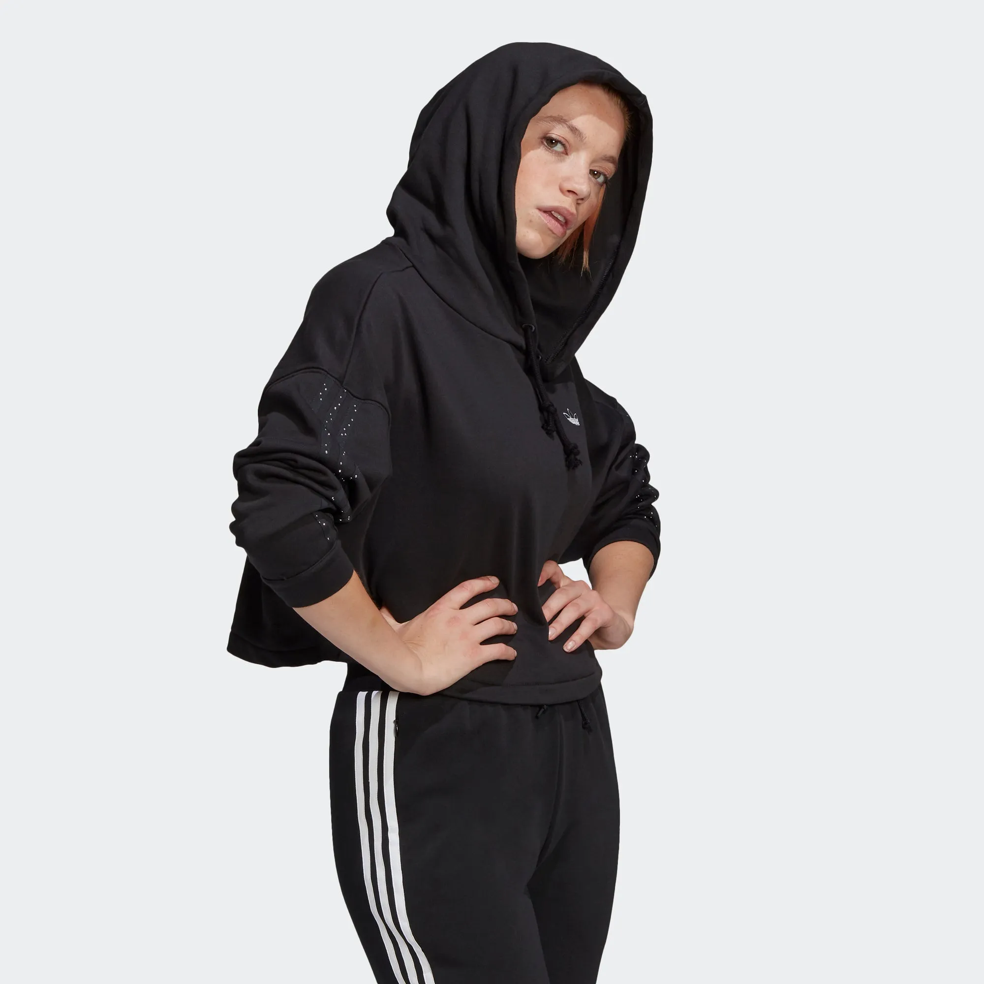 Women's adidas Originals Fakten Cropped Hoodie Black