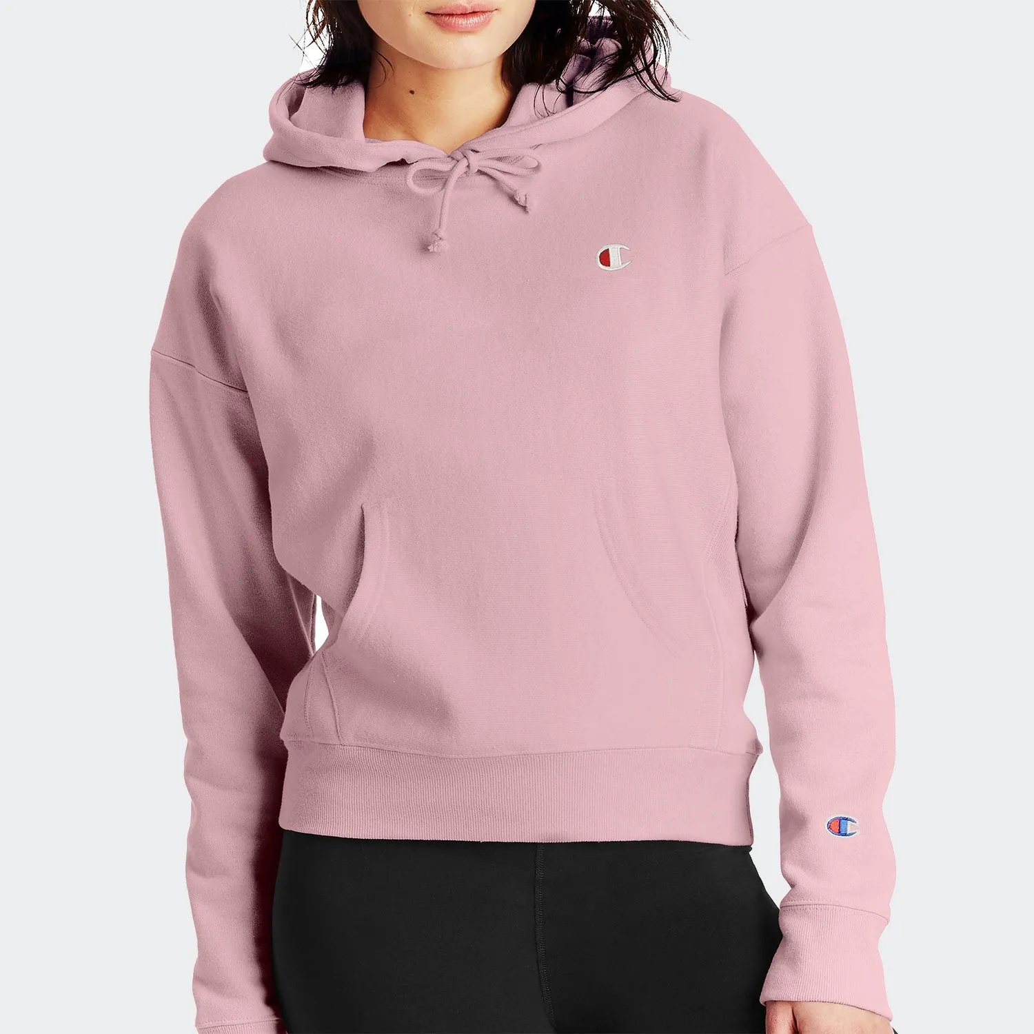 Women's Champion RW Hoodie C Logo Pink Beige