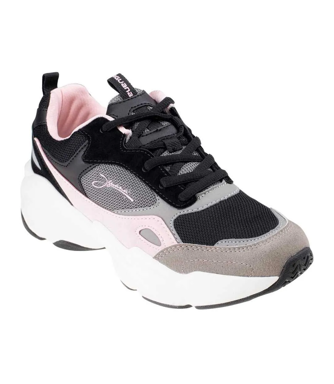 Womens/ladies obenari trainers black/dark grey/pink Iguana