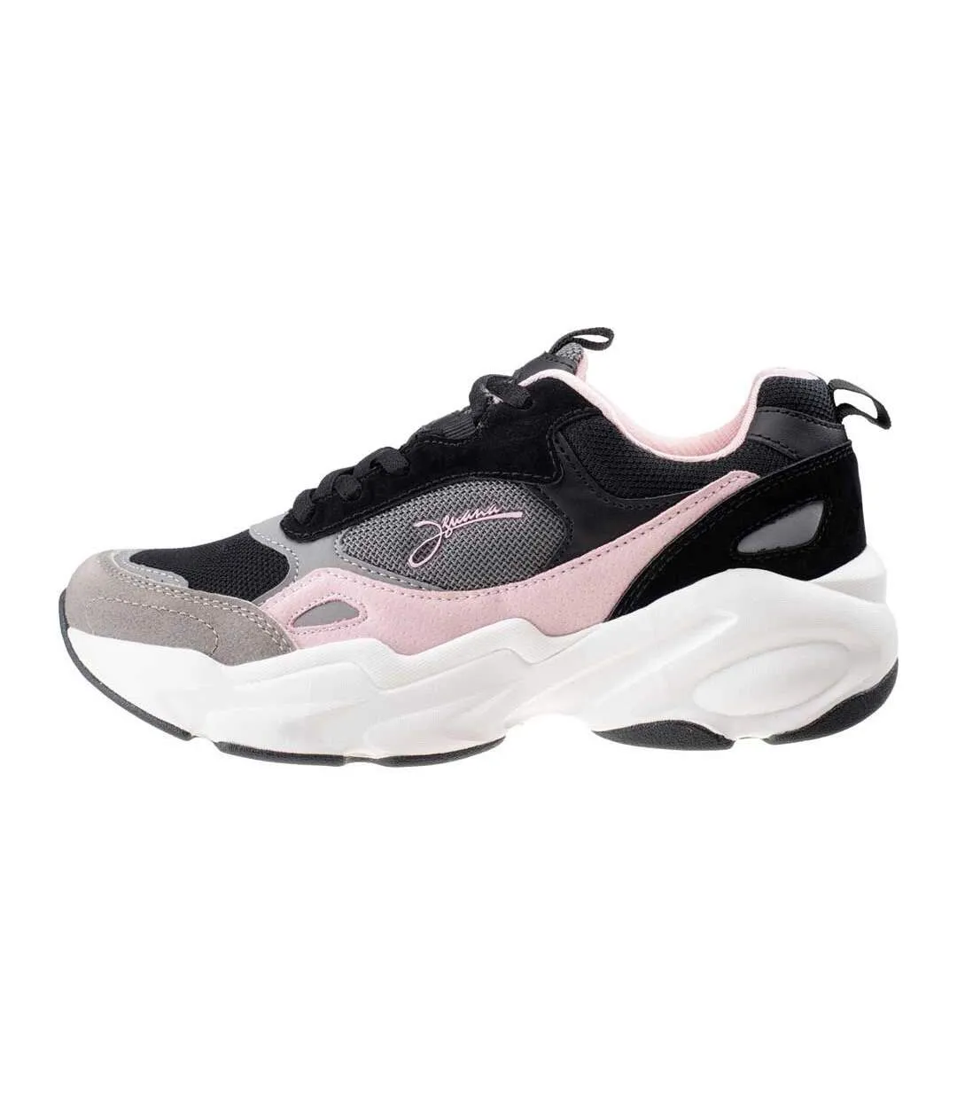 Womens/ladies obenari trainers black/dark grey/pink Iguana