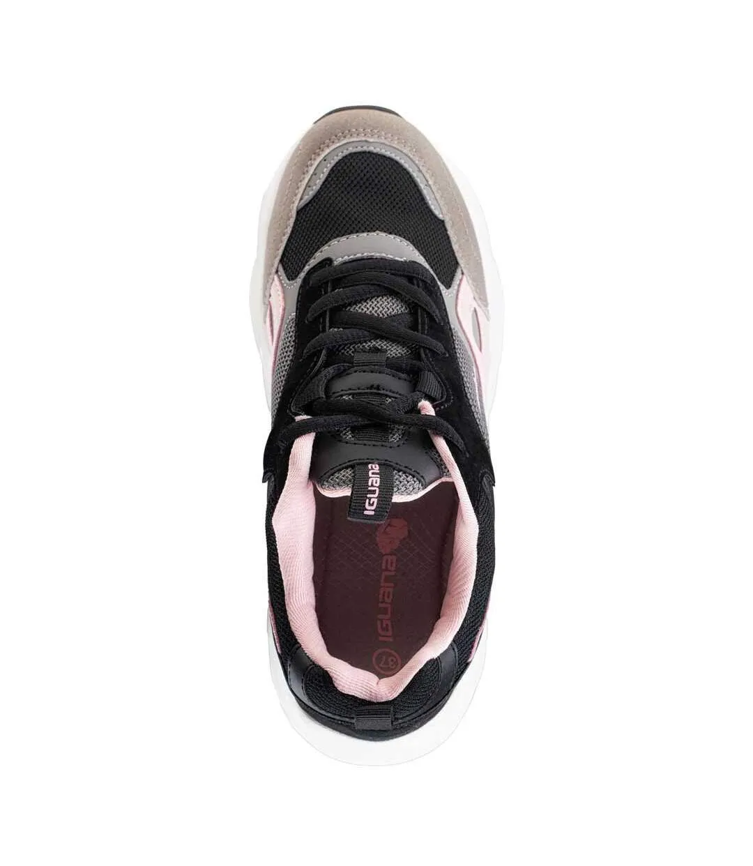 Womens/ladies obenari trainers black/dark grey/pink Iguana