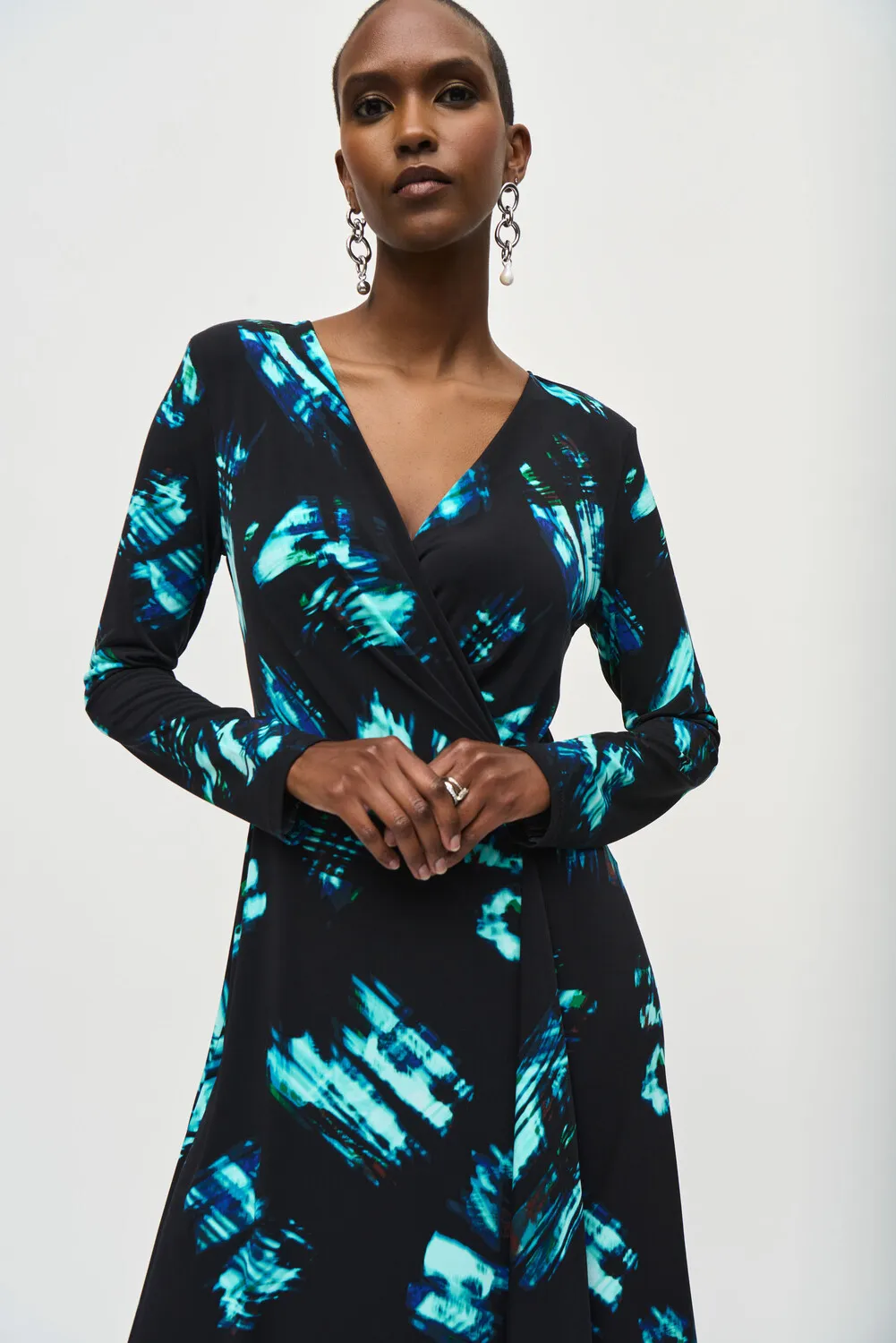 Wrap Midi Brushstroke Dress Style 243147