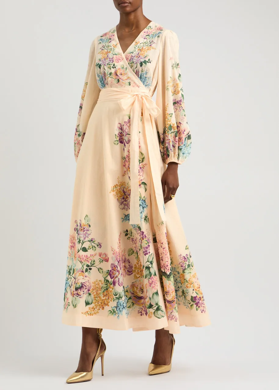 ZIMMERMANN Halliday floral-print cotton maxi wrap dress  -                         -                     -                